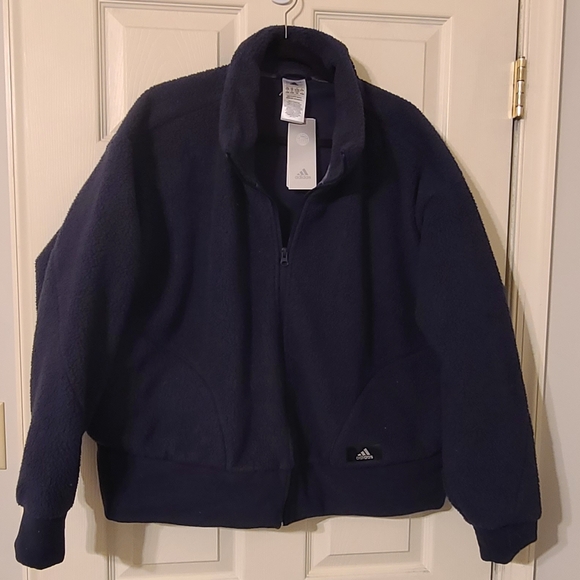 adidas Jackets & Blazers - Adidas Women's Dark Blue Teddy Jacket